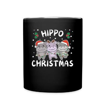 Joyeux Noël Hippopotame doux Hippopotames de Noël - Mug uni - noir - Devant