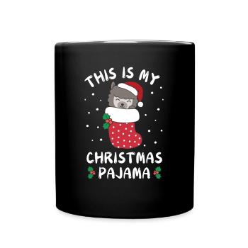 Das Ist Mein Weihnachtspyjama, Süßes Alpaka - Tasse einfarbig - Schwarz - Vorne