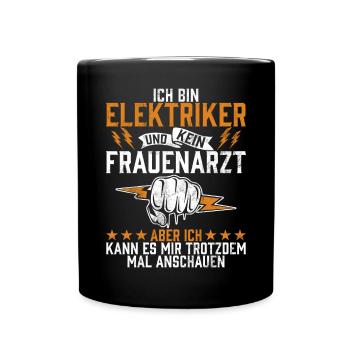 Elektroniker Elektrik Beruf Volt Elektrotechnik - Tasse einfarbig - Schwarz - Vorne