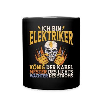 Elektroniker Elektrik Beruf Volt Elektrotechnik - Tasse einfarbig - Schwarz - Vorne