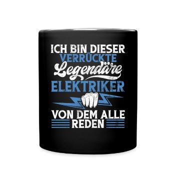 Elektroniker Elektrik Beruf Volt Elektrotechnik - Tasse einfarbig - Schwarz - Vorne