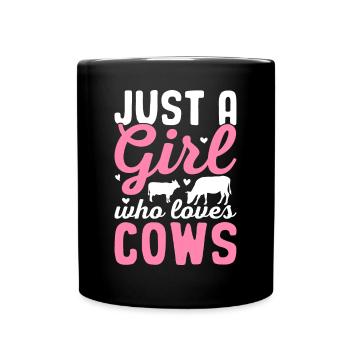 Juste une fille qui aime les vaches Cow Girl Bovin Génisse - Mug uni - noir - Devant