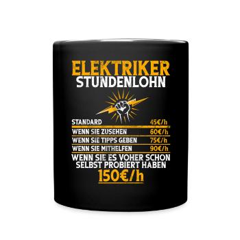 Elektroniker Elektrik Beruf Volt Elektrotechnik - Tasse einfarbig - Schwarz - Vorne
