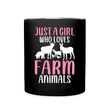 vache bovins génisse juste une fille prenant des animaux de la ferme li - Mug uni - noir - Devant