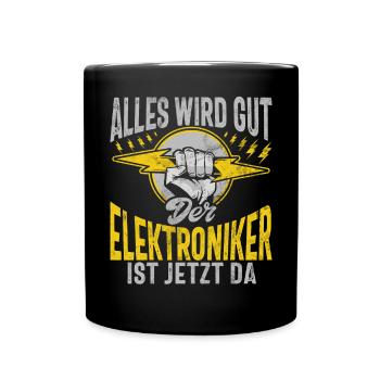 Elektroniker Elektrik Beruf Volt Elektrotechnik - Tasse einfarbig - Schwarz - Vorne