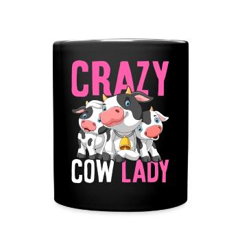 Crazy Cow Lady Drôle Bovin Génisse Fille Bäue - Mug uni - noir - Devant