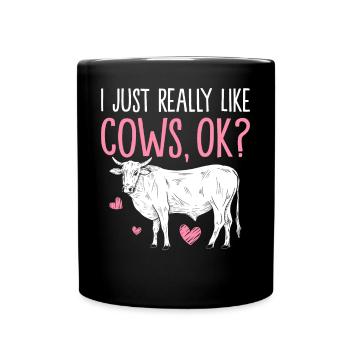 J’aime beaucoup les vaches, d’accord ? Génisse de vache drôle - Mug uni - noir - Devant