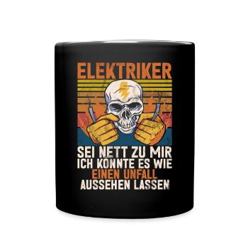 Elektroniker Elektrik Beruf Volt Elektrotechnik - Tasse einfarbig - Schwarz - Vorne