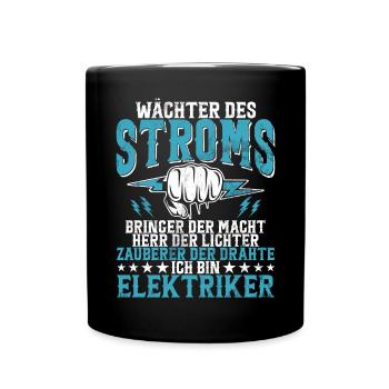 Elektroniker Elektrik Beruf Volt Elektrotechnik - Tasse einfarbig - Schwarz - Vorne