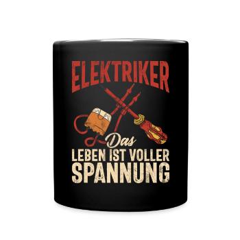 Elektroniker Elektrik Beruf Volt Elektrotechnik - Tasse einfarbig - Schwarz - Vorne