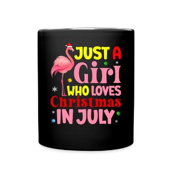 Flamingo Weihnachten im Juli Mädchen, das Weihnach - Tasse einfarbig - Schwarz - Vorne