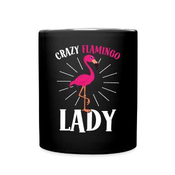 Verrückte Flamingo-Dame Verrückte Dame - Tasse einfarbig - Schwarz - Vorne