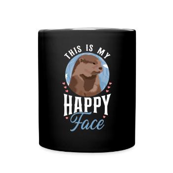 Loutre : c’est mon visage heureux - Mug uni - noir - Devant