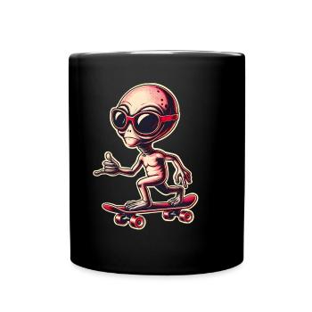 Alien Skateboard Skater - Full Colour Mug - black - Front
