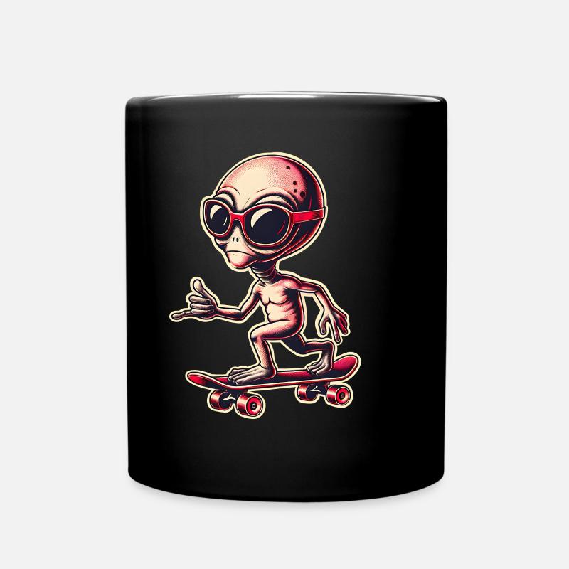 Alien Skateboard Skater - Mug uni - noir