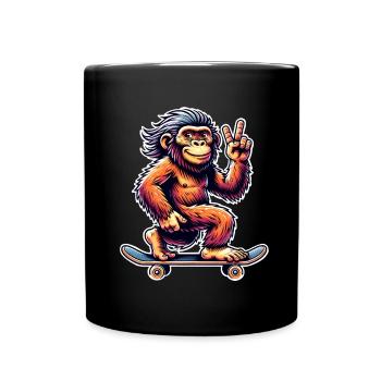 Neanderthal Skateboard Skater - Full Colour Mug - black - Front