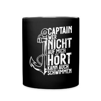 Capitaine à voile Dire bateau Voilier Capitaine - Mug uni - noir - Devant