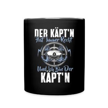 Capitaine à voile Dire bateau Voilier Capitaine - Mug uni - noir - Devant