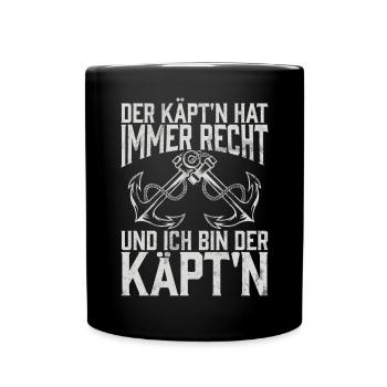 Capitaine à voile Dire bateau Voilier Capitaine - Mug uni - noir - Devant