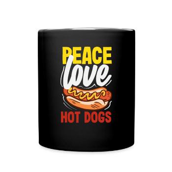 Peace Love Hot Dogs for Connoisseurs - Full Colour Mug - black - Front
