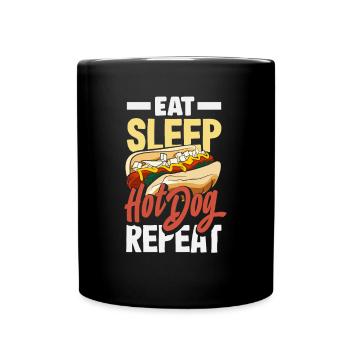 Eat Sleep Hot Dog Repeat Snack Fun - Full Colour Mug - black - Front
