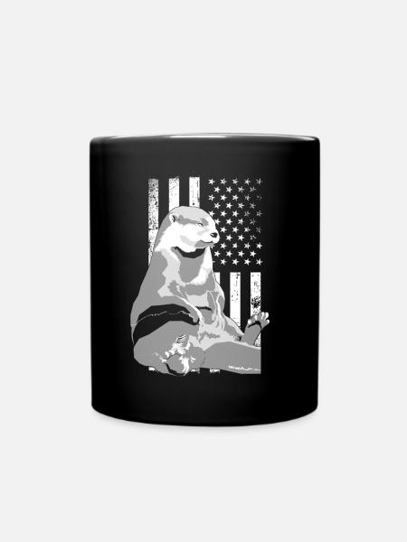 Otter American Flag - Tasse einfarbig - Schwarz