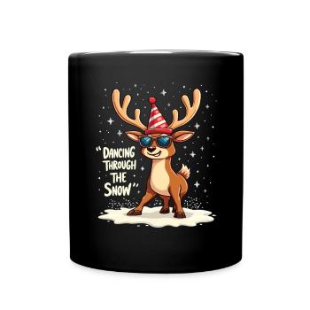 Dancing Through The Snow Reindeer Christmas - Full Colour Mug - black - Front