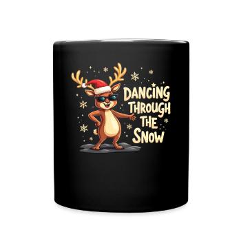 Dancing Through The Snow Reindeer Christmas - Full Colour Mug - black - Front