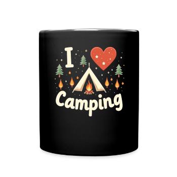 I Love Camping Camping Camper Camping Outdoor - Tasse einfarbig - Schwarz - Vorne