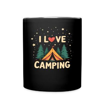 I Love Camping Camping Camper Camping Outdoor - Tasse einfarbig - Schwarz - Vorne