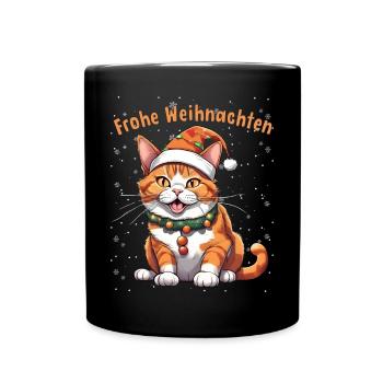 Joyeux Noël chat en chapeau de Père Noël pour - Mug uni - noir - Devant