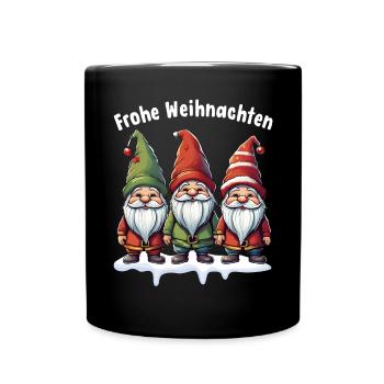Fröhliche Weihnachten Mit Lustigen Wichteln Für - Tasse einfarbig - Schwarz - Vorne