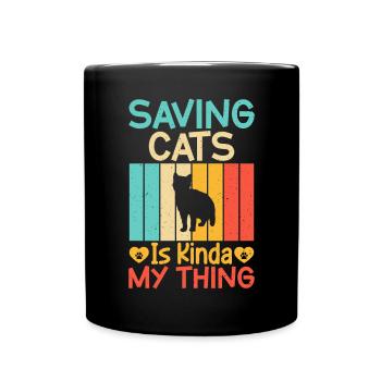 Cat Rescue Gifts - Tasse einfarbig - Schwarz - Vorne