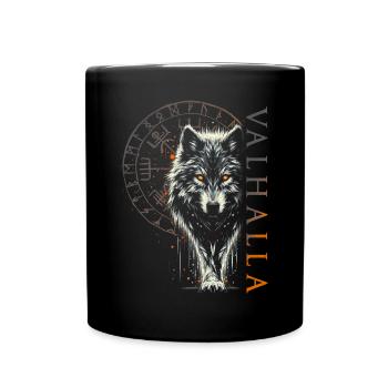 Valhalla Wolf Norse Gods Viking Compass - Full Colour Mug - black - Front
