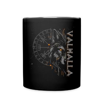 Valhalla Wolf Norse Gods Viking Compass - Full Colour Mug - black - Front