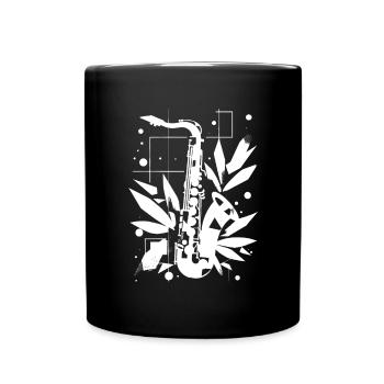 Saxophon Cartoon Look - Tasse einfarbig - Schwarz - Vorne