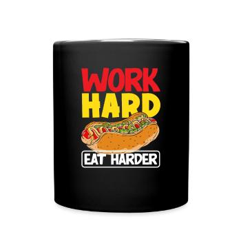 Work Hard Hot Dog Enjoy More - Full Colour Mug - black - Front