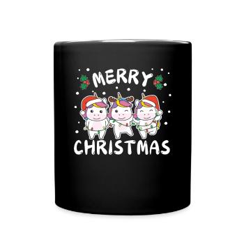 Merry Christmas Sweet Unicorn Christmas - Full Colour Mug - black - Front