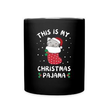 Das Ist Mein Weihnachtspyjama, Süßes Katze - Tasse einfarbig - Schwarz - Vorne