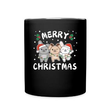 Joyeux Noël Lapin mignon Lapin de Noël - Mug uni - noir - Devant