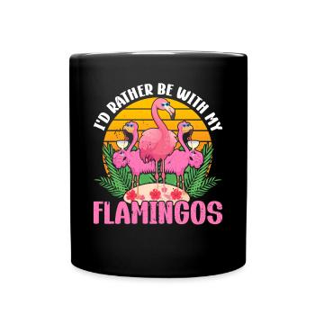 Je préfère être avec mes flamants roses - Pink Flamingo Lo - Mug uni - noir - Devant