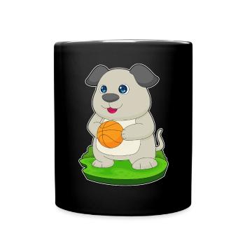 Dog Basketball Player Basketball - Full Colour Mug - black - Front