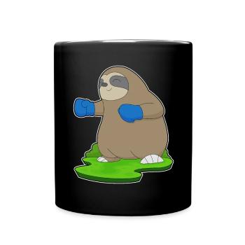 Faultier Boxer Boxhandschuhe Boxen - Tasse einfarbig - Schwarz - Vorne