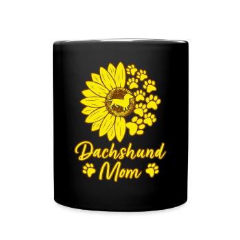 Dachshund Mom Dog Mom Dog Lover Sunflower - Full Colour Mug - black - Front
