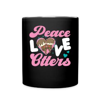 Otter Girl Peace Love Otters - Tasse einfarbig - Schwarz - Vorne