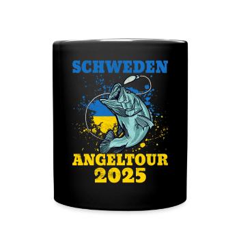 Schweden 2025 Angler Geschenkidee - Tasse einfarbig - Schwarz - Vorne