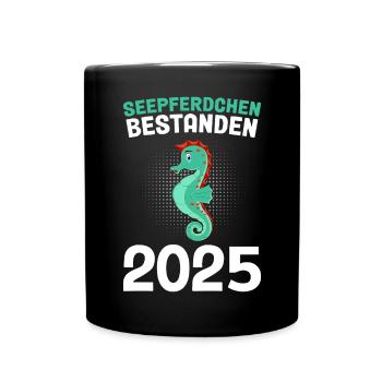 Seepferdchen bestanden 2025 - Tasse einfarbig - Schwarz - Vorne