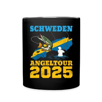 Schweden Angeltour 2025 Angeln in Schweden - Tasse einfarbig - Schwarz - Vorne