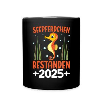 Seepferdchen bestanden 2025 Geschenkidee - Tasse einfarbig - Schwarz - Vorne