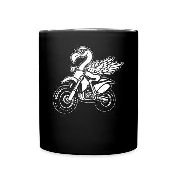 Flamingo Dirtbike Flamingo Funny Flamingo - Tasse einfarbig - Schwarz - Vorne